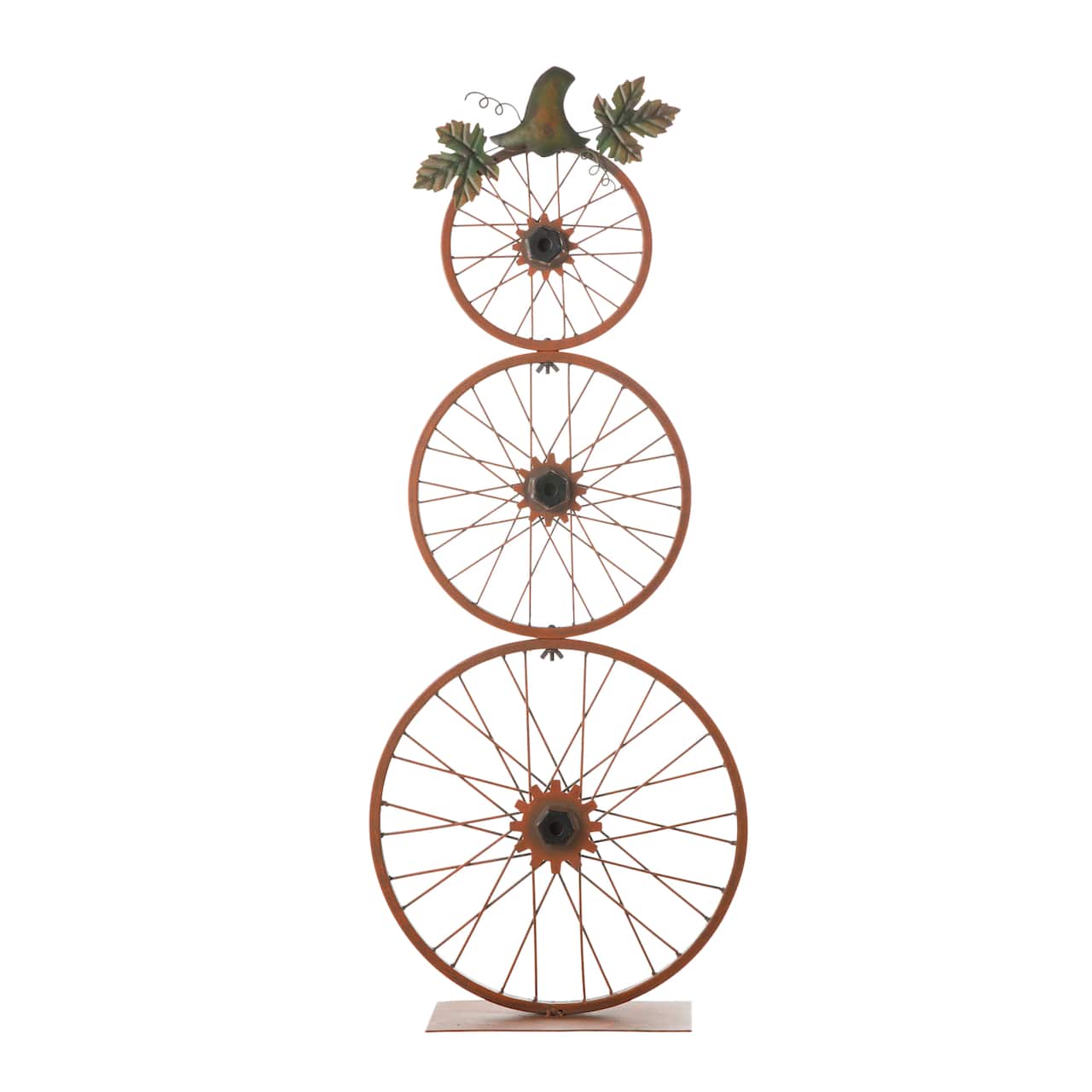 Glitzhome® 33.25" Fall Metal Bicycle Wheel Pumpkin Porch Décor